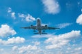 Passenger plane is ready for landing. Royalty Free Stock Photo