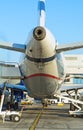 Passenger plane refueling. Royalty Free Stock Photo