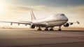 Passenger plane stands on the runway 3D visualization AI