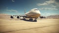 Passenger plane stands on the runway 3D visualization AI