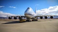 Passenger plane stands on the runway 3D visualization AI