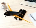 Passenger plane taking off from smart phone Royalty Free Stock Photo