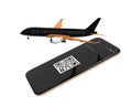 Passenger plane taking off from smart phone Royalty Free Stock Photo