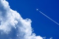 a passenger plane with vapour trails Royalty Free Stock Photo