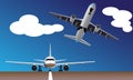 Passenger planes avoiding crash