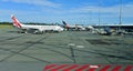 Passenger planes parking in Gold Coast Airport Queensland Australia Royalty Free Stock Photo