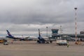 Passenger planes on the parking at the Moscow Sheremetyevo Airport Royalty Free Stock Photo