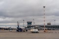 Passenger planes on the parking at the Moscow Sheremetyevo Airport Royalty Free Stock Photo