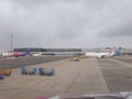 Passenger planes on the territory of Schwechat Airport in Vienna.