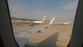 Passenger POV of aircraft pushback