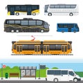 Passenger public and travel transport vector icons