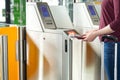 Passenger Safely Checking Passport at Automated Gate at the Airport - Traveling Documents