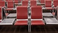 Passenger seat in airport, Waiting hall, view from airport terminal. Transport and travel concept Royalty Free Stock Photo