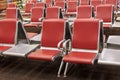 Passenger seat in airport, Waiting hall, view from airport terminal. Transport and travel concept Royalty Free Stock Photo