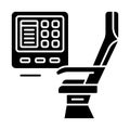 Passenger seat with multimedia screen glyph icon Royalty Free Stock Photo