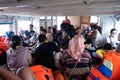 in a passenger ship with dozens of people