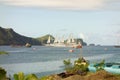 A passenger ship with sails unfurled at admiralty bay, bequia Royalty Free Stock Photo