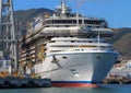 Passenger ship under construction inside the Genoa Sestri Ponente shipyards. Royalty Free Stock Photo