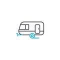 Passenger trailer vector thin line stroke icon. Passenger trailer outline illustration, linear sign, symbol isolated Royalty Free Stock Photo