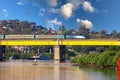 passenger Train on Bridge over Parramatta River Sydney NSW Australia. Royalty Free Stock Photo