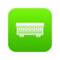 Passenger train car icon digital green Royalty Free Stock Photo
