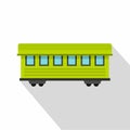 Passenger train car icon, flat style Royalty Free Stock Photo