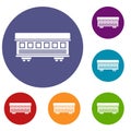 Passenger train car icons set Royalty Free Stock Photo