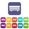 Passenger train car icons set