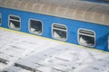 passenger train cars at the station in winter Royalty Free Stock Photo