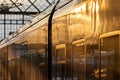 Passenger train in a covered station terminal