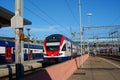 11-08-2023 Passenger train locomotive on a platform in Hardbrucke railways station i