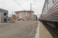 Passenger train at the platform of the railway station Likhaya in the Rostov region