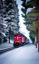 Passenger train in snow background Royalty Free Stock Photo