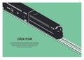 Passenger train silhouette, isometric view. Simple flat illustration. Royalty Free Stock Photo