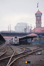 Passenger train stands on the historic railway station in Portland Oregon