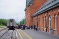 Passenger train Toronto - New York stands at Niagara Falls station, boarding of the passengers. Royalty Free Stock Photo
