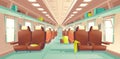 Passenger train wagon interior cartoon vector Royalty Free Stock Photo