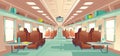 Passenger train wagon interior cartoon vector Royalty Free Stock Photo