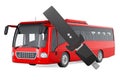 Passenger Transportation Insurance concept. Bus with safety belt, 3D rendering