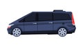 Passenger Van Minibus, Black Government or Presidential Vehicle, Luxury Business Transportation, Side View Flat Vector