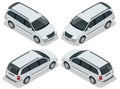 Passenger Van or Minivan Car vector template on white background. Compact crossover, SUV, 5-door minivan car. View Royalty Free Stock Photo