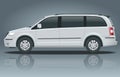 Passenger Van or Minivan Car vector template on white background. Compact crossover, SUV, 5-door minivan car. View side Royalty Free Stock Photo