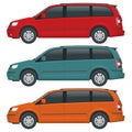 Passenger Van or Minivan Car vector template on white background. Compact crossover, SUV, 5-door minivan car. View side Royalty Free Stock Photo