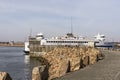 Passenger-vehicle ferry Island Home passing through hurricane barrier