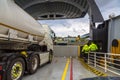 Passenger viewpoint of car deck of ferry on fjord in Norway