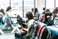 Passenger waiting for flight in Don Mueang International Airport