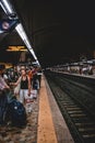 Passenger waiting for train in train station