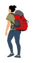 Passenger woman with luggage walking to airport vector illustration. Traveler girl with backpack go home. Lady carry baggage.
