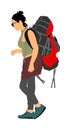 Passenger woman with luggage walking to airport vector illustration. Traveler girl with backpack go home. Lady carry baggage. Royalty Free Stock Photo