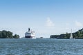 Passengerferry passing Suomenlinna sea fortress Helsinki Royalty Free Stock Photo